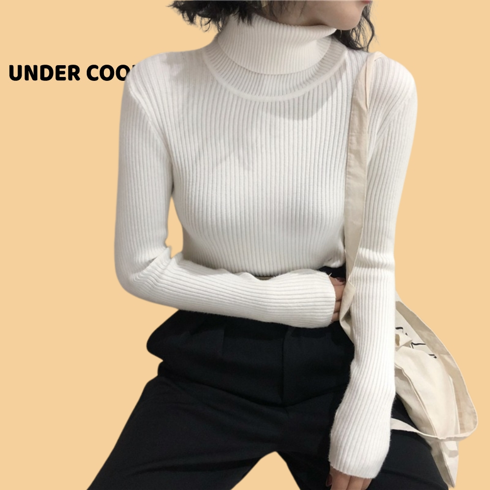 Áo Len tăm Cổ Lọ Nữ giữ nhiệt siêu ấm UNDERCOOL Len Gân Tăm Co Giãn Nhiều Màu sắc trẻ trung , Live ADT02