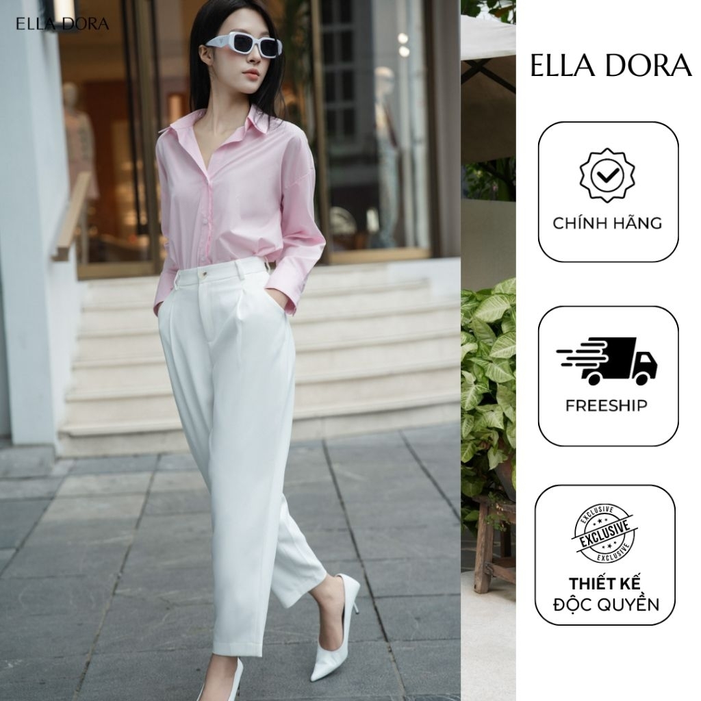 Quần baggy nữ ELLA DORA hai túi dáng Barrel form đẹp thanh lịch dễ phối đồ hai màu ĐEN/TRẮNG [Q35]