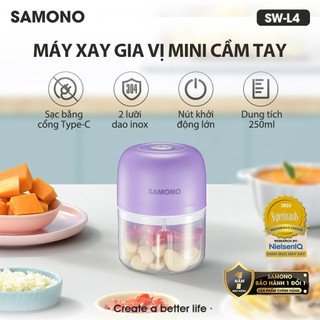 Dụng cụ xay tỏi ớt, thực phẩm Samono, 250ml, lưỡi dao xay bén, nút nhấn rút tiện lợi, pin sạc 800MAH