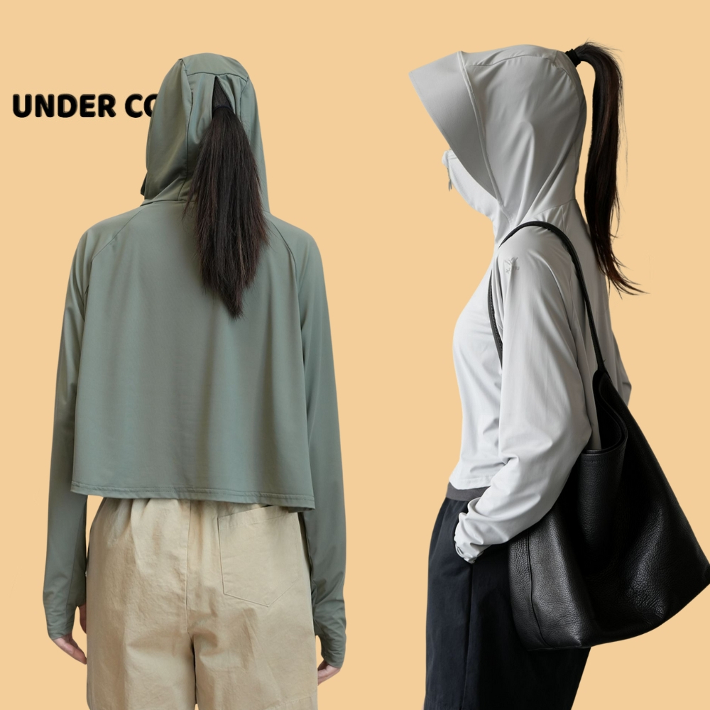 Áo Chống Nắng Nữ Dáng Lửng Xòe Mũ Vành UNDERCOOL Thun Lạnh Thoáng Mát Chống Tia UV live ,  ACN02
