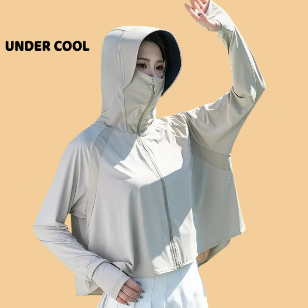 Áo Chống Nắng Nữ Dáng Lửng Xòe Mũ Vành UNDERCOOL Thun Lạnh Thoáng Mát Chống Tia UV live ,  ACN02