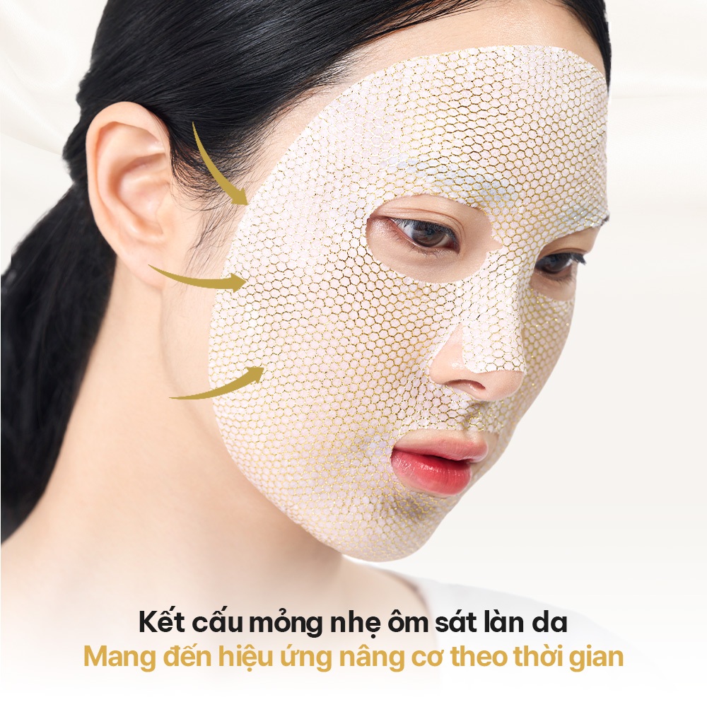 B.O.M Mặt nạ Peptide Power Gold Ampoule Mask Hỗ trợ làm sáng da cải thiện độ đàn hồi và cấp ẩm chuyên sâu