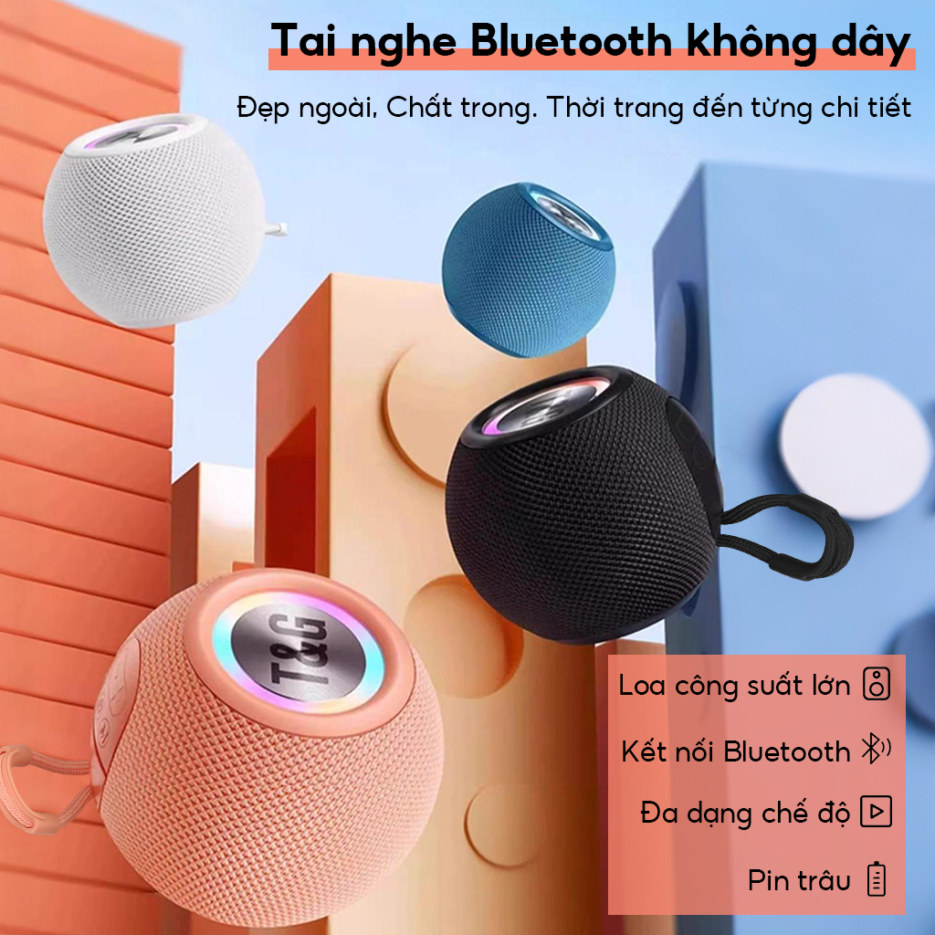 Loa bluetooth mini  chính hãng, loa nghe nhạc mini cầm tay, LED RGB, âm thanh vòm 360 độ
