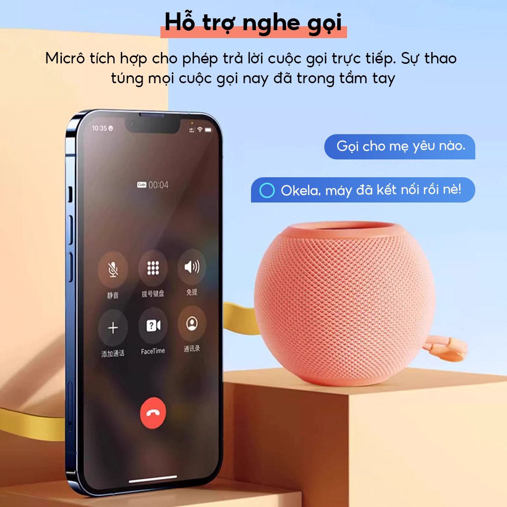 Loa bluetooth mini  chính hãng, loa nghe nhạc mini cầm tay, LED RGB, âm thanh vòm 360 độ