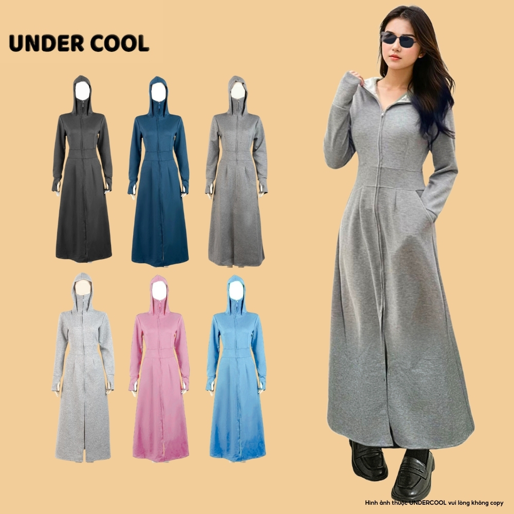 Áo Chống Nắng Dài Toàn Thân UNDERCOOL Umi dày dặn Co Giãn Thoáng Mát - Chống Nắng UPF50+ Nữ Dáng dài Live ,  ACN04