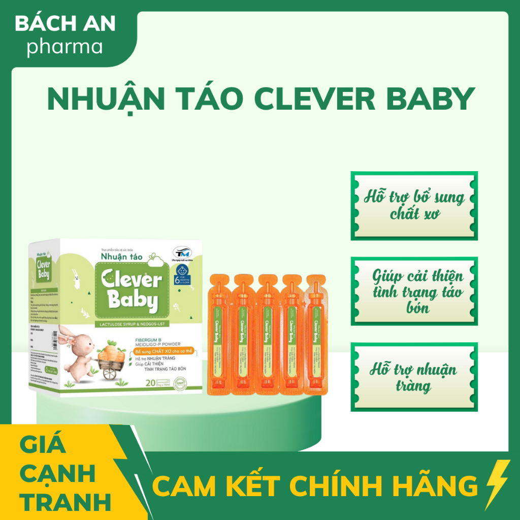 NHUẬN TÁO CLEVER BABY BỔ SUNG CHẤT SƠ CHO CƠ THỂ HỖ TRỢ NHUẬN TRÀNG CẢI THIỆN TÁO BÓN