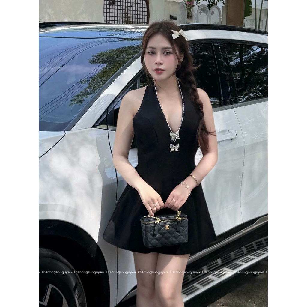 [sẵn] Đầm yếm dáng A xoè kèm tag