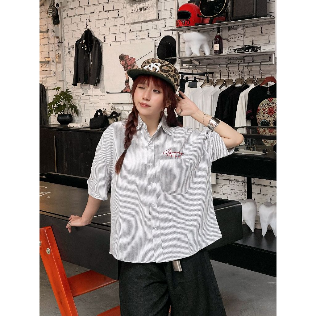 Áo Sơ Mi Tay Ngắn Boxy Thêu Xù Gupo’sg Studio Vải Oxford Unisex Local Brand GUPO – TS04 | BigBuy360 - bigbuy360.vn