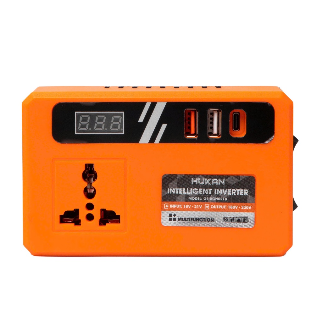 [CÓ ĐÈN LED] Đế chuyển đổi nguồn điện HUKAN G1-BCN0218|Chuyển từ pin 18-21V lên 220V(150W) Cắm Được Quạt Điện, Sạc Nhanh