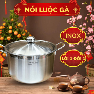 Nồi luộc gà HT COOK inox 430, chống rỉ sét, an toàn cho sức khỏe, sử dụng trên bếp từ và ga