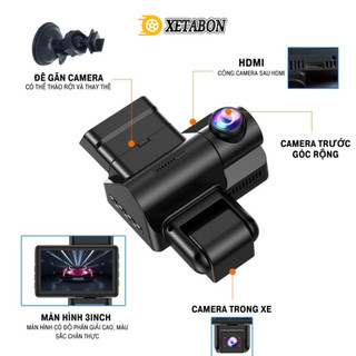 Camera hành trình XETABON 4TAXI kết nối điện thoại ghi hình trong khoang lái, có hồng ngoại BH 12T