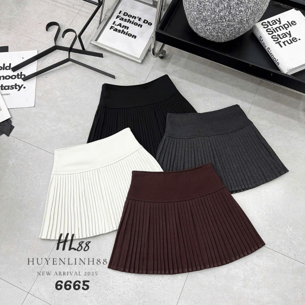 Chân váy dạ dập ly nhỏ dáng chữ A cạp cao chuẩn form tôn dáng Joolate 579_P0k39