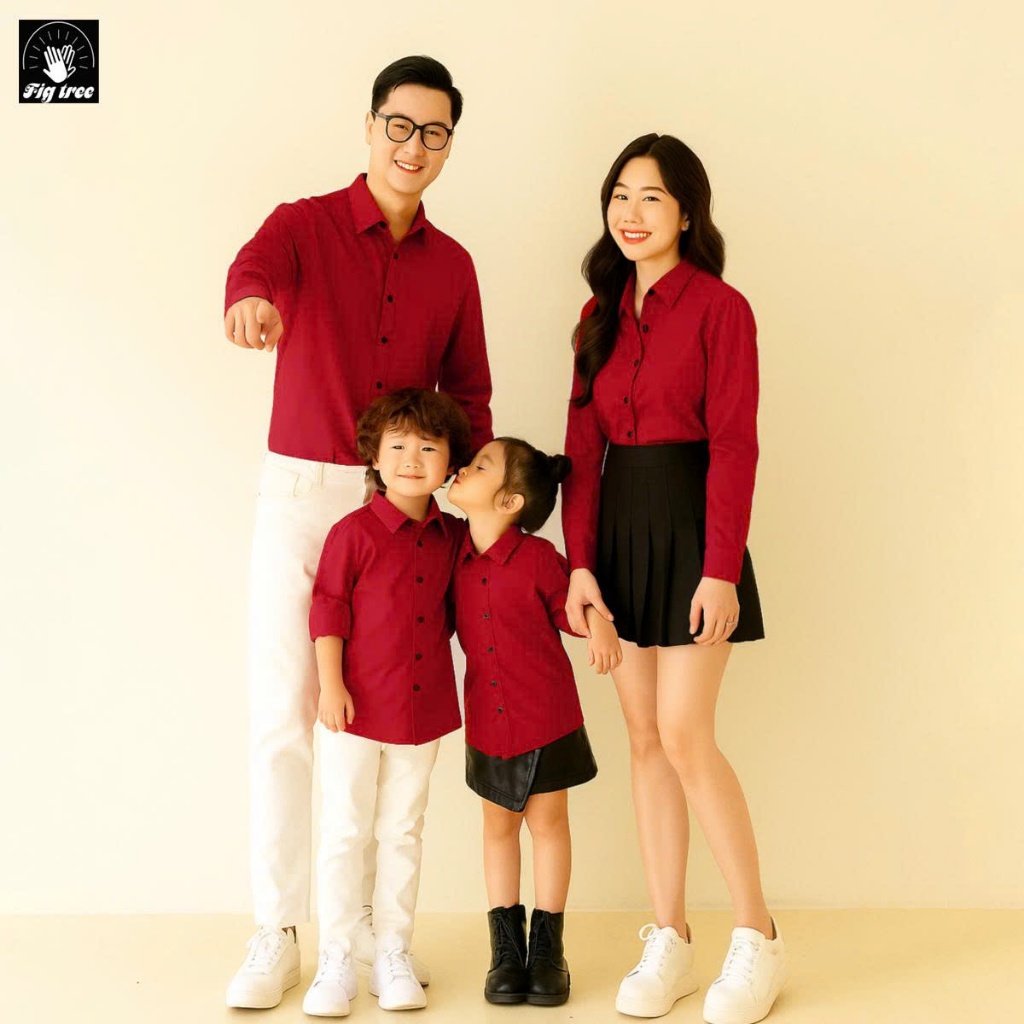 Áo Sơ Mi Đồng Phục Fig Tree Màu Đỏ Đô Đi Lễ, Đi Tiệc, Chụp Hình, Du Lịch, Chất Mềm, Nhiều size