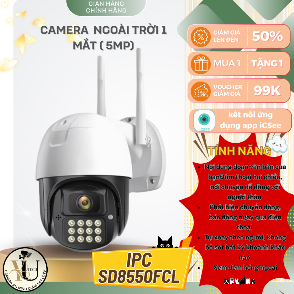 Camera ngoài trời iCSee IPC-SD8550FCL 5MP - Đàm thoại 2 chiều - xoay ...