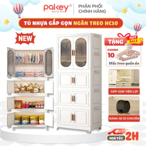 Tủ Quần Áo Ngăn Treo RỘNG 65CM Gấp Gọn Tiện Lợi, Tủ Nhựa Dày Dặn Có Bánh Xe 360 Độ Di Chuyển Dễ Dàng - HC10