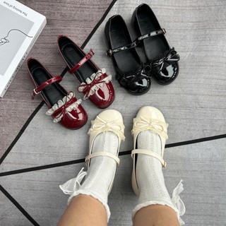 [FORM RỘNG LÙI 1 SIZE] Giày Búp Bê Nữ Đế Bệt Viền Ren Xinh Xắn Tiểu Thư Phong Cách Hàn Quốc Mã N112