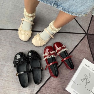 [FORM RỘNG LÙI 1 SIZE] Giày Búp Bê Nữ Đế Bệt Viền Ren Xinh Xắn Tiểu Thư Phong Cách Hàn Quốc Mã N112