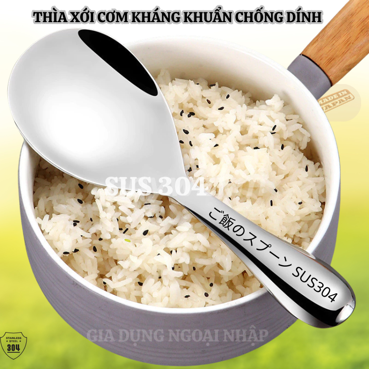 Vá xới cơm chống dính kháng khuẩn Japan hàng nhập bãi chưa sử dụng inox 304