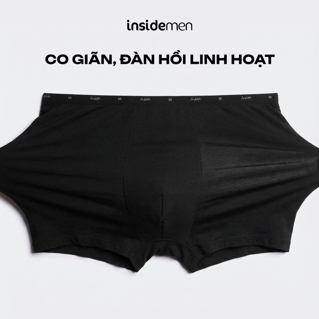 Combo 5 Quần Boxer Nam Insidemen Bamboo Visco tự nhiên  kháng khuẩn khử mùi IBX008EDP05