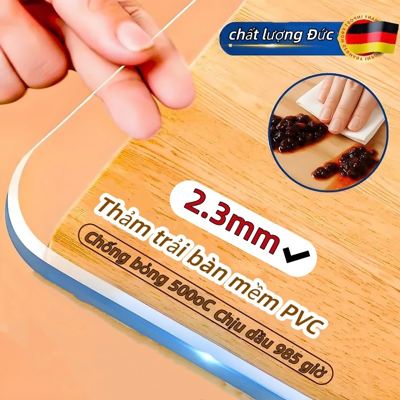 Tấm lót bàn PVC trong suốt chống trượt 360°,Kháng Dầu Ổn định và không bị dịch chuyển,phù hợp với mọi máy tính để bàn