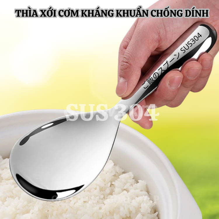 Vá xới cơm chống dính kháng khuẩn Japan hàng nhập bãi chưa sử dụng inox 304