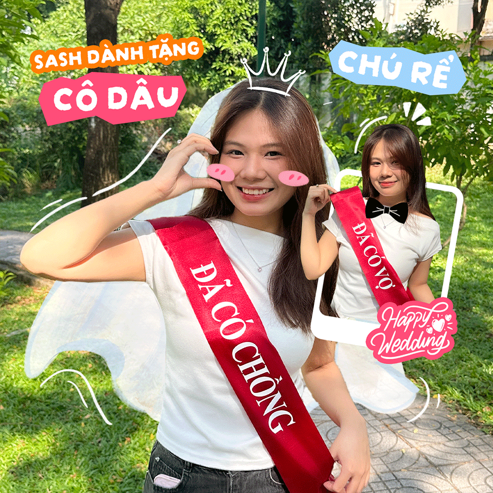 [HỎA TỐC] Sash đeo chéo QUÀ TẶNG ĐÁM CƯỚI CHO CÔ DÂU - CHÚ RỂ MEME in ...