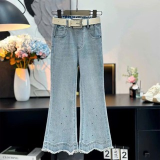 Quần Jean Loe Phối Đá Thời Trang Bé Gái Lưng Thun Co Giãn