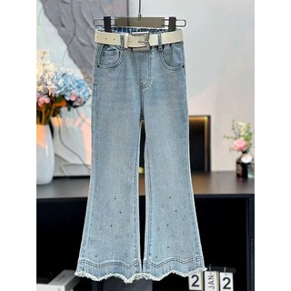 Quần Jean Loe Phối Đá Thời Trang Bé Gái Lưng Thun Co Giãn