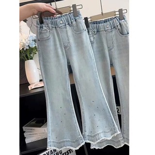Quần Jean Loe Phối Đá Thời Trang Bé Gái Lưng Thun Co Giãn