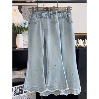 Quần Jean Loe Phối Đá Thời Trang Bé Gái Lưng Thun Co Giãn