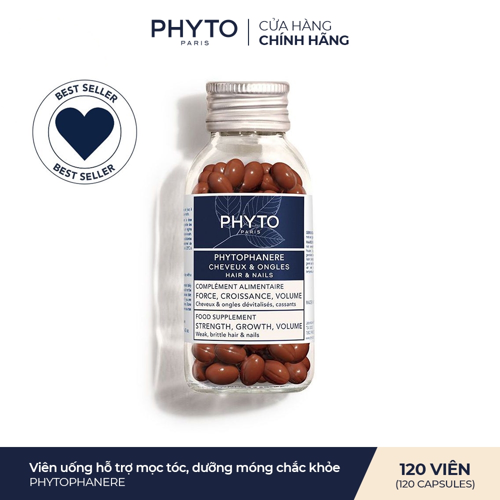 Thực phẩm bảo vệ sức khỏe PHYTO Phanere - Bổ sung Biotin, kẽm giúp hỗ trợ mọc tóc, dưỡng móng chắc khỏe (Hộp120 viên)