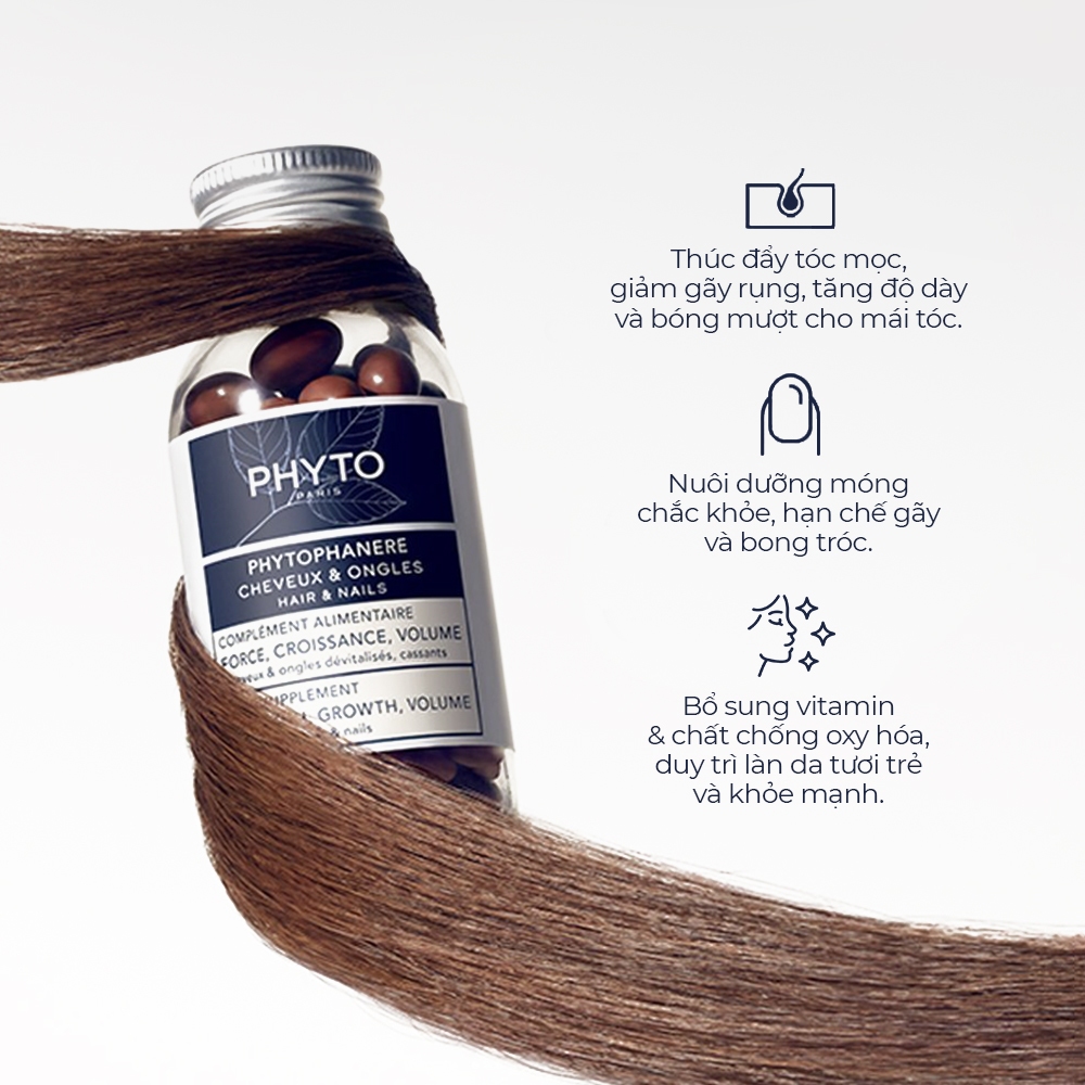 Thực phẩm bảo vệ sức khỏe PHYTO Phanere - Bổ sung Biotin, kẽm giúp hỗ trợ mọc tóc, dưỡng móng chắc khỏe (Hộp120 viên)