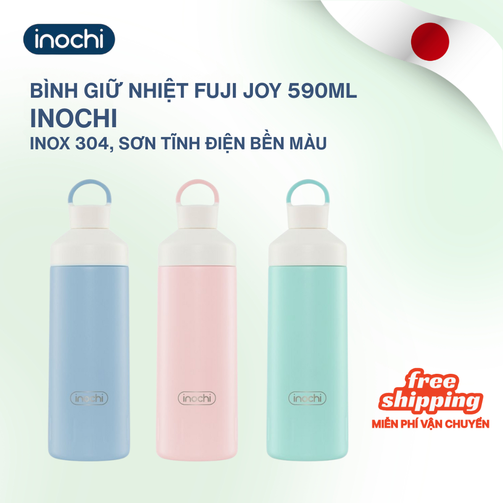 Bình Giữ Nhiệt cao cấp FUJI JOY 590ml INOCHI chất liệu inox 304 giữ nhiệt tới 6H, mang đi học đi làm