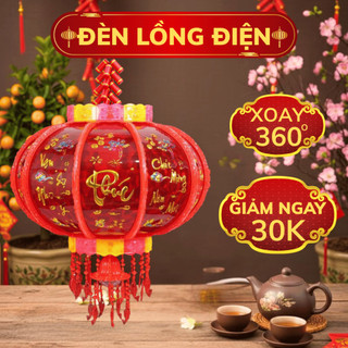 Đèn lồng xoay 360 độ mẫu mới nhất 2026, lồng đèn điện nhấp nháy 7 màu phiên bản tiếng Việt