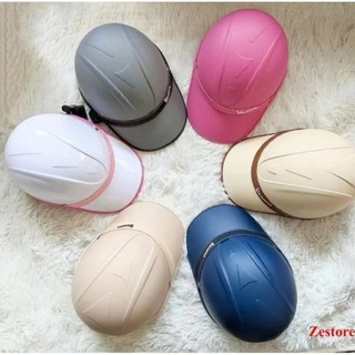 Mũ bảo hiểm Lưỡi Trai Đai Da Đen nhám cho nam nữ,nón bảo hiểm thời trang nửa đầu có khoét sau buộc tóc cho nữ
