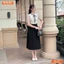 Đầm thiết kế BEMINE cổ tròn viền bèo dáng chữ A phù hợp đi làm-B156