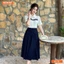 Đầm thiết kế BEMINE cổ sơ mi phối viền dáng chữ A tùng xếp ly phù hợp đi làm-B158