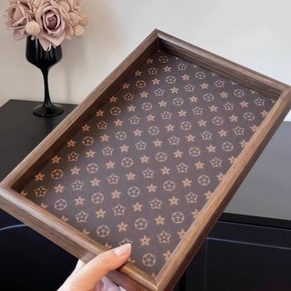 KHAY GỖ ĐA NĂNG có tay cầm phong cách cổ điển có lót da, dùng cho bưng bê, trang trí.