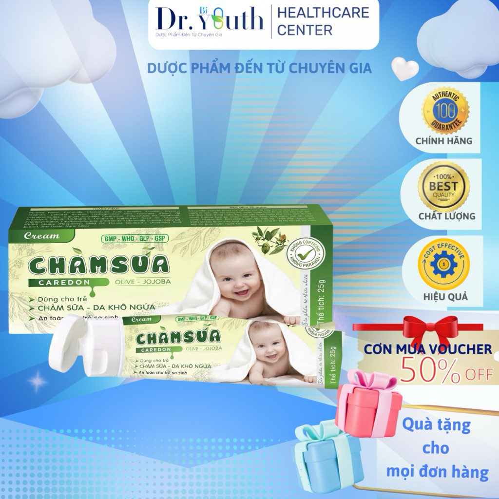 Kem Chàm Sữa Caredon (Olive + Jojoba) Trẻ sơ sinh trẻ nhỏ bị chàm sữa, da khô ngứa, rôm sảy, mẩn ngứa, côn trùng cắn
