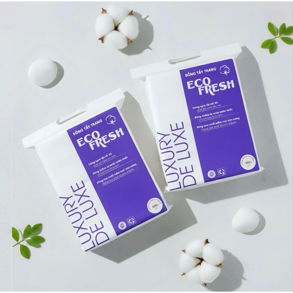 Bông Tẩy Trang Eco Fresh Luxury 3 Lớp Cotton Tự Nhiên – Siêu Mềm, Dịu Nhẹ Cho Da