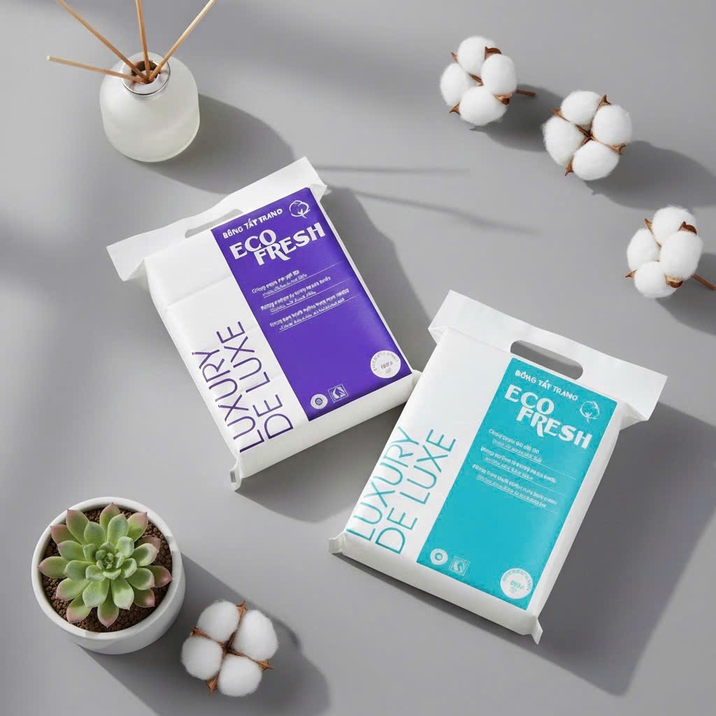 Bông Tẩy Trang Eco Fresh Luxury 3 Lớp Cotton Tự Nhiên – Siêu Mềm, Dịu Nhẹ Cho Da