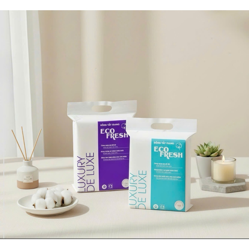 Bông Tẩy Trang Eco Fresh Luxury 3 Lớp Cotton Tự Nhiên – Siêu Mềm, Dịu Nhẹ Cho Da