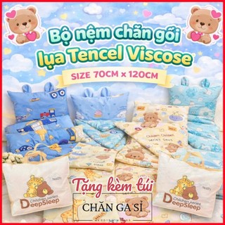 💫FOR BABY💫Nệm Chăn Gối Cho Bé Đi Học Lụa Lyocell Viscose Mềm Mát, Tặng Túi Canvas _ Chăn Ga Sỉ HCM