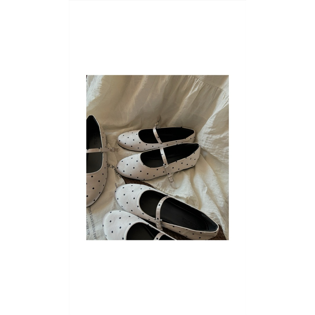 [SẴN- HOẢ TỐC] Giày Mary Jane Caramel Polka - Nâu Chấm Bi Vintage Chất Liệu Lụa Satin By Díel Sóle