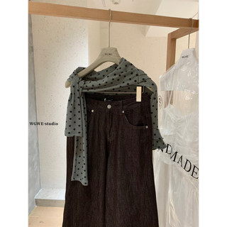 𝐏𝐡𝐢𝐞𝐧 𝐖𝐆𝐖𝐄 | (Sẵn) W8479 Quần Jean Nâu Đen Ống Suông Rộng