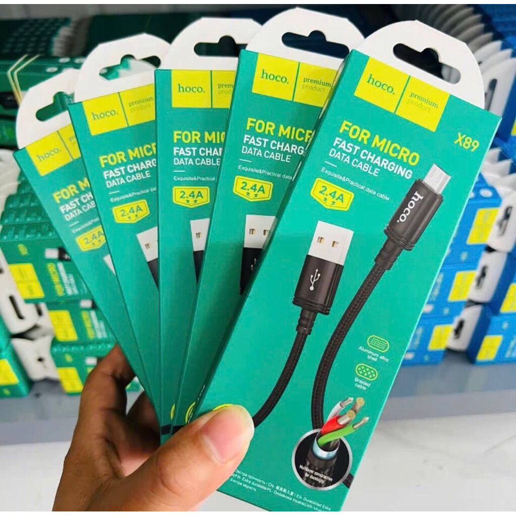 DÂY SẠC ĐIỆN THOẠI HOCO BỌC DÙ X89, Dài 1M, Usb ra Lightning , TypeC ,Micro.