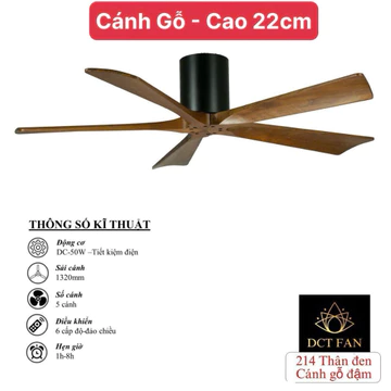 [CÁNH GỖ - TRẦN THẤP] Quạt Trần 5 Cánh Gỗ Hàng Loại 1 Cao Cấp.Động Cơ DC Lõi Động Bền Và Mát.Bảo Hành 5 Năm.
