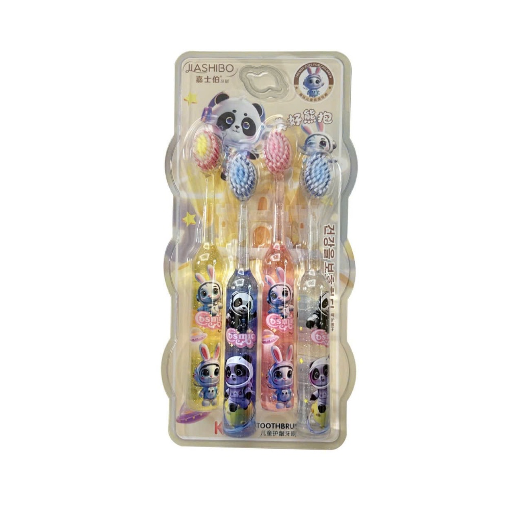 Set vỉ 4 cây bàn chải đánh răng bé trai và bé gái, màu sắc dễ thương. lông tơ siêu mềm, từ 3-8t