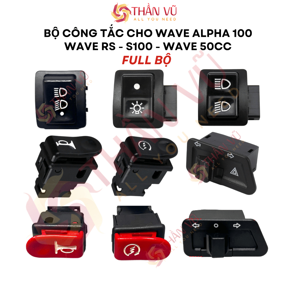 BỘ NÚT CÔNG TẮC XE WAVE RS, WAVE A 100, WAVE S 100, WAVE 50CC HÀNG CAO ...