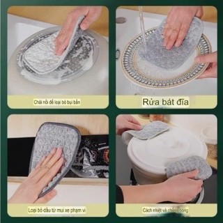 Sét 10 Miếng Rửa Bát Siêu Sạch_Miếng Rửa Chén Đĩa 2in1 Chuyên Dụng